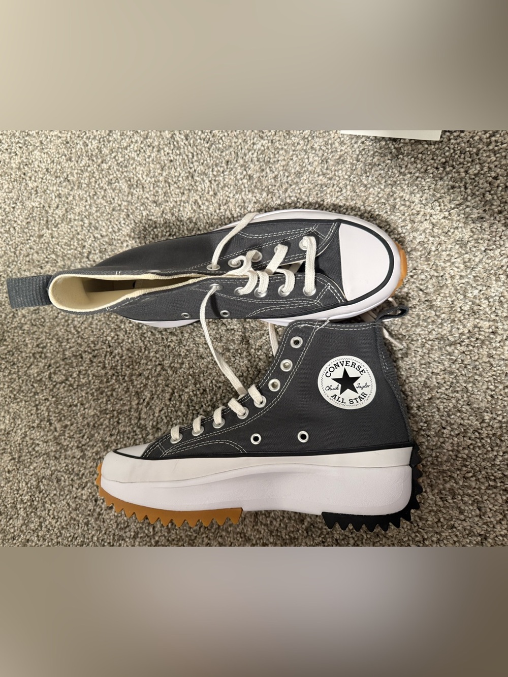 Converse High-Top Platform Sneakers in Charcoal Gray with White & Gum Accents